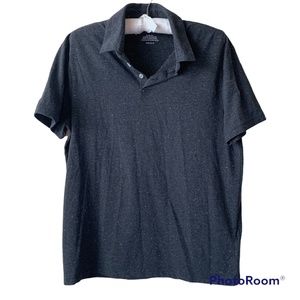 H&M Dark Gray Short Sleeve Polo Shirt Slim Fit White Splatter Dots Medium
